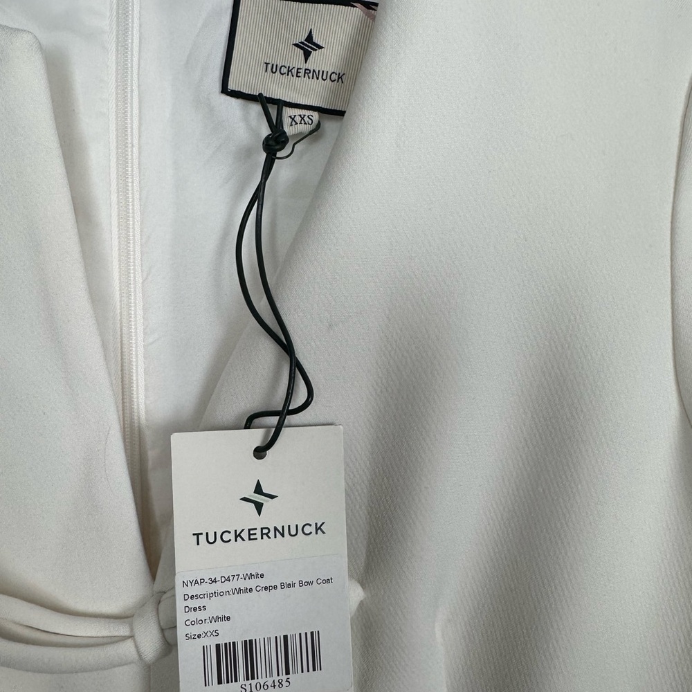 TUCKERNUCK White Crepe Blair Bow Coat Dress - Picture 9 of 11